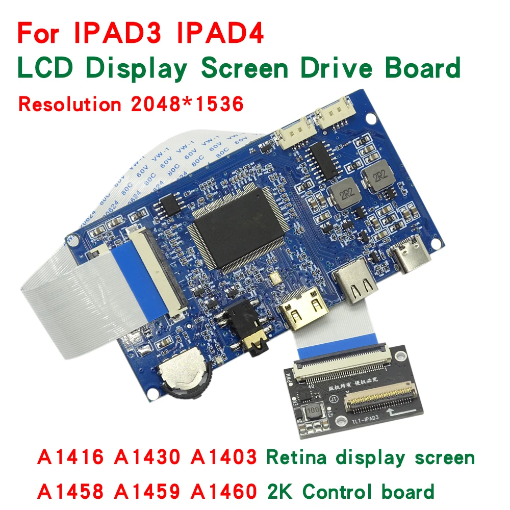 Kit For IPAD3 IPAD4 Drive Board Type-c HDMI A1416 2048x1536 LCD Display Screen A1430 A1403 Retina Display 2K Control Board A1458