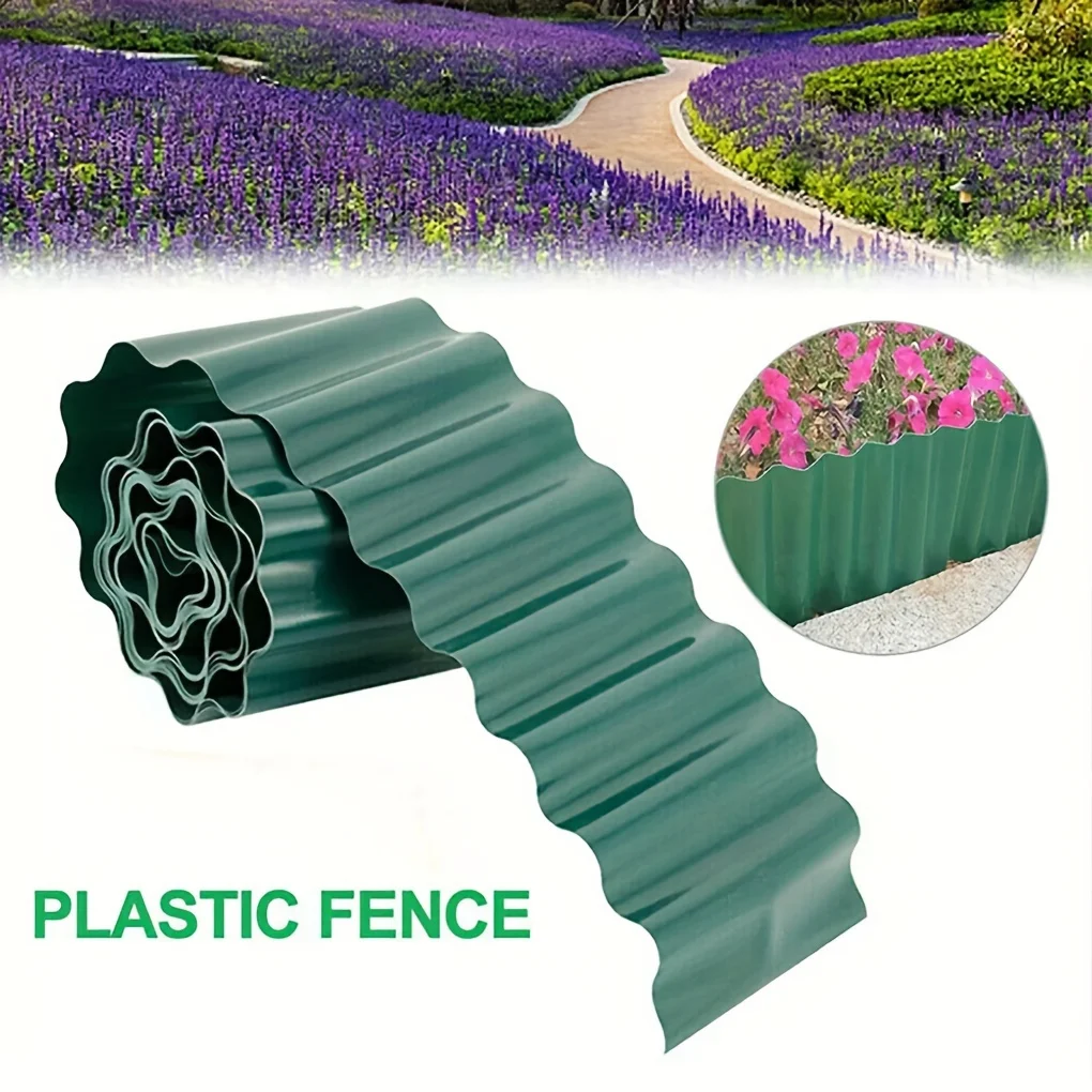 1Pc 9M Imitation Stone Garden Guardrail PP Plastic Ground Fence Combined with Pastoral Gardening Lawn Fence Landscapes