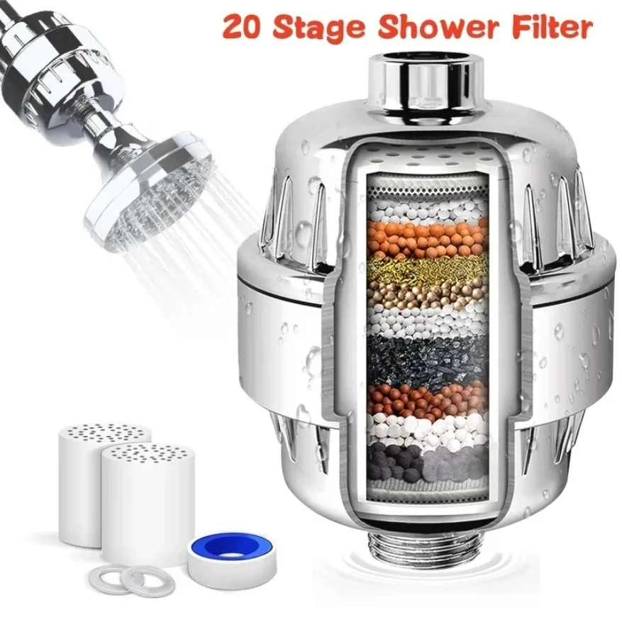 15-20Stages High householdto Remove Chlorine Fluoride Heavy Metals Filtered Soften Hard Water for Shower Head Cleaning Purifier