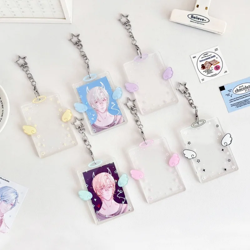 Clear Acrylic Photocard Holder Keychain Kpop Idol Photo Frame Card Sleeve ID Badge Holder Binder Photo Display