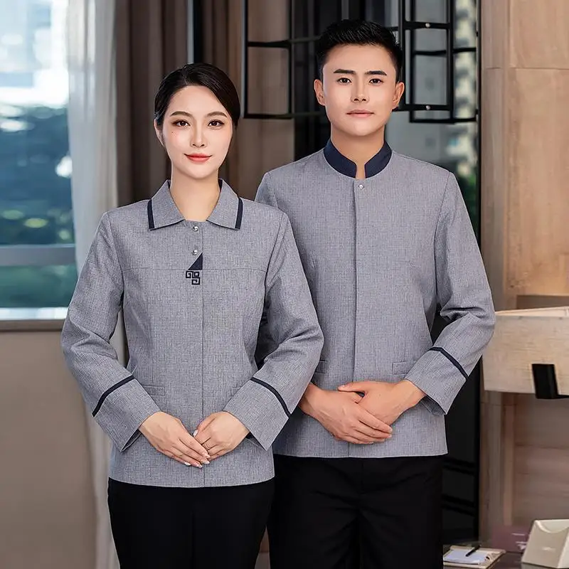 Hotel room cleaning work uniform for women, short-sleeved, suitable for property and hospital cleaning staff, plus-size, long-sl