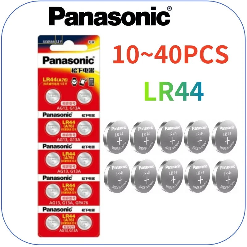 10-40pcs Original Panasonic A76 LR44 AG13 357 SR1154 LR1154 SR44 LR 44 Alkaline Batteries For Calculator Toy Remote Button Coin