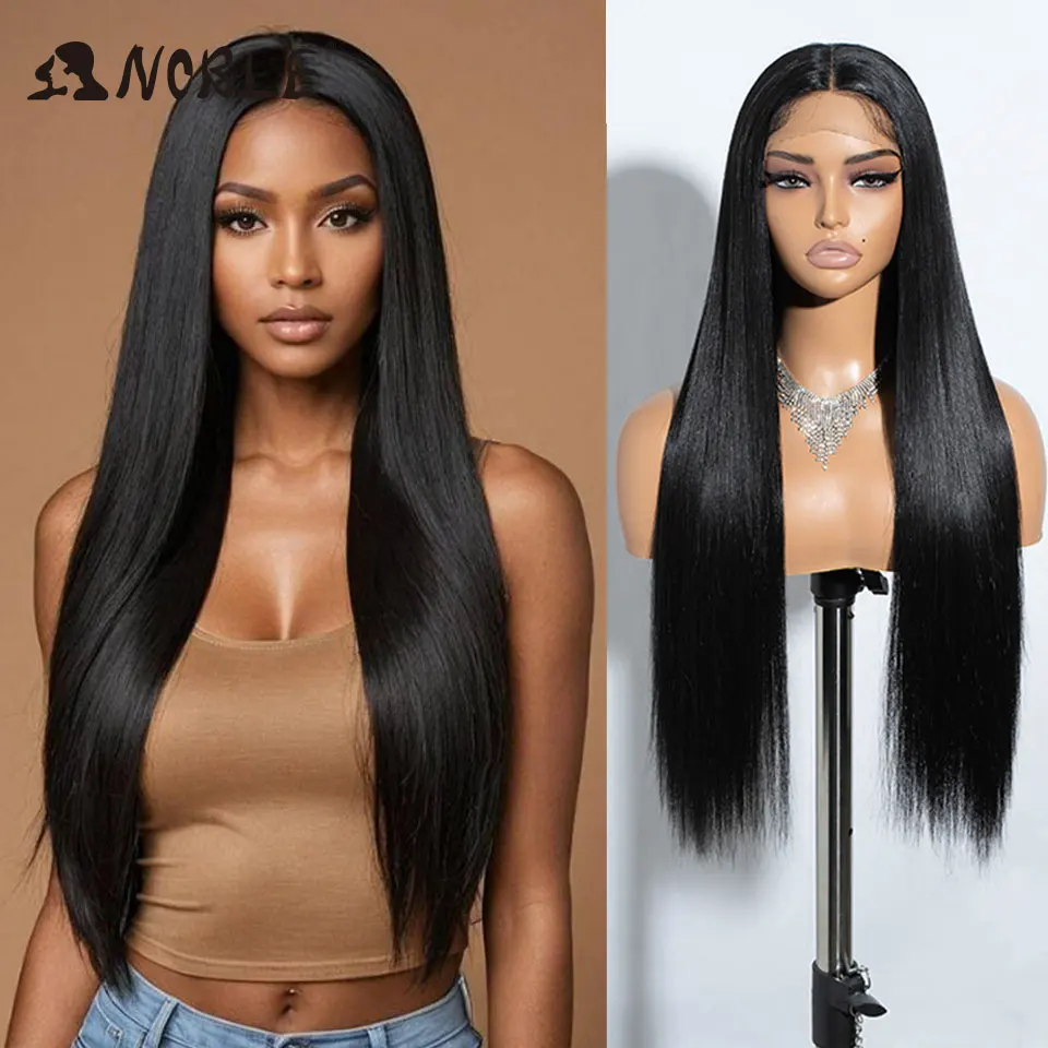 Noble Cosplay Long Straight Synthetic Lace Front Wigs For Women 30 Inch Middle Part Synthetic Lace Wig High Temperature Fiber