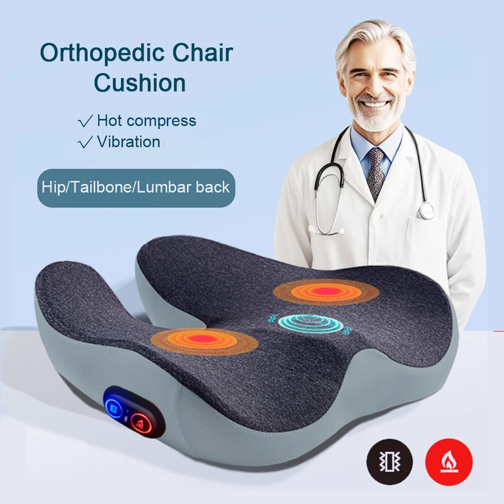 Electric Massage Cushion Hot Compress Vibration Massage Pad Hip Body Massage Pillow for Home Office Car