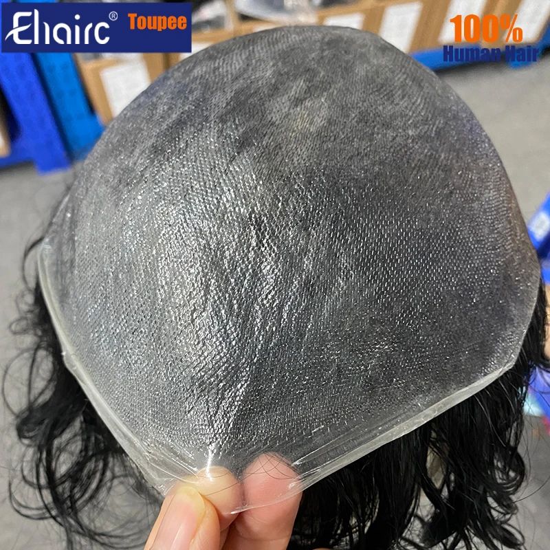 0.02mm Super thin Male Hair Prosthesis Skin Wigs for men 6" Men's capillary prothesis 100% Human Hair Thinnest Skin Toupee Men