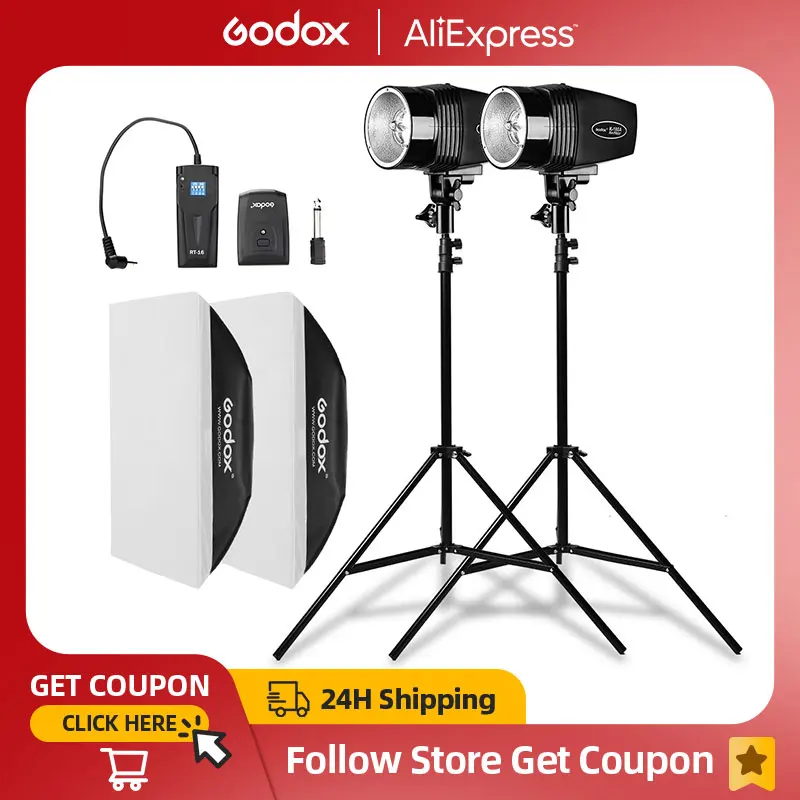 Godox 360Ws 2x K-180A Strobe Studio Flash Light Kit with RT-16 Trigger & 2x 50x70cm Softbox & 2x 190cm Light Stand