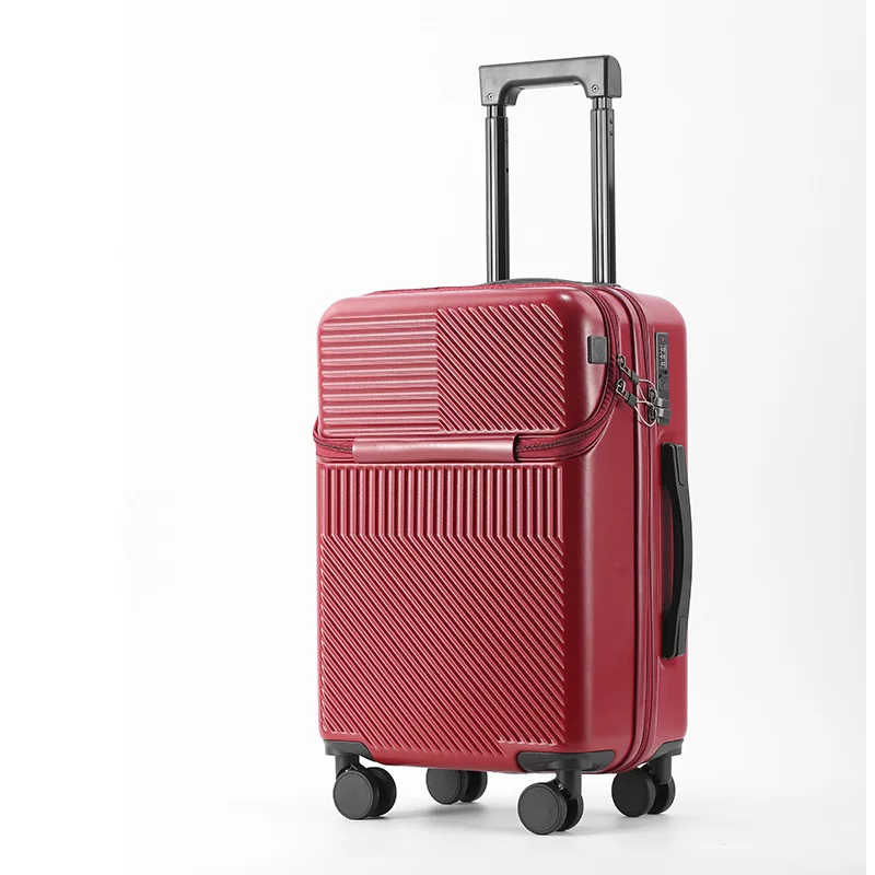 Front Opening 20 Inch Spinner Suitcase Lightweight Expandable Hardside TSA Lock Unisex Business Travel Travel Luggage Red