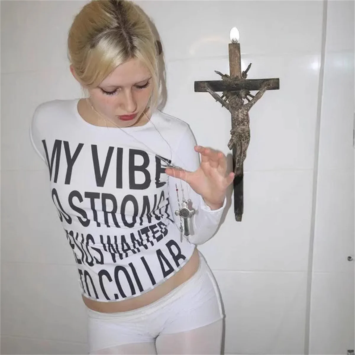 Women's Vintage Harajuku Gothic Hip Hop Emo Girl Casual Long Sleeve Tee Sexy Slim Chic Print Crop Top Grunge Punk Y2K Streetwear