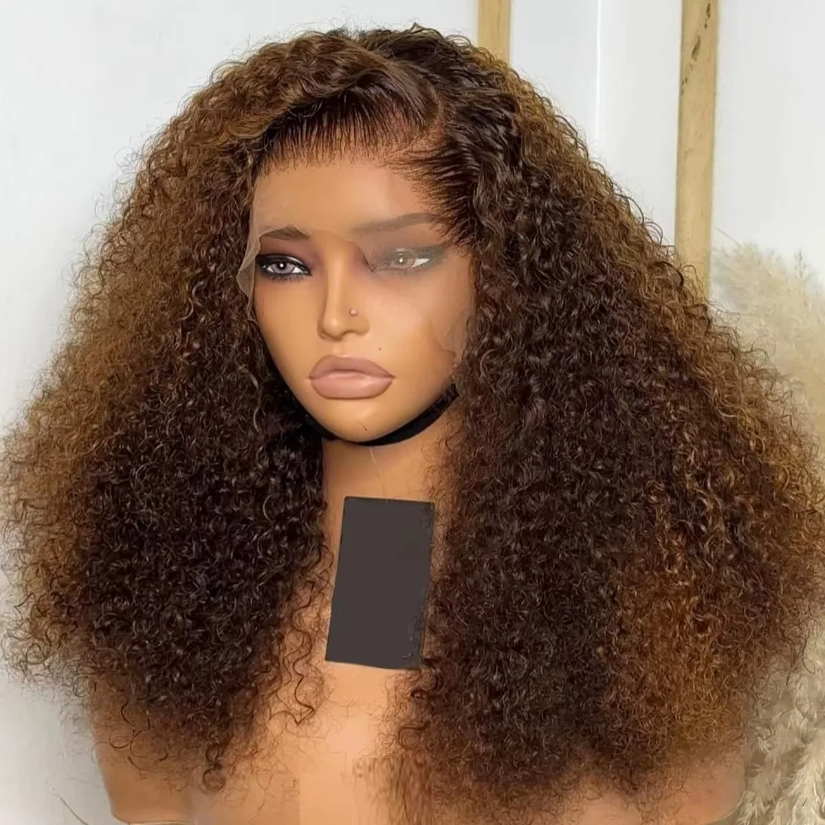 200% Chocolate Brown Curly Short Bob Wigs 13x4 Lace Frontal Wigs #4 Color Curly Human Hair Deep Wave 4x4 Wig For Women