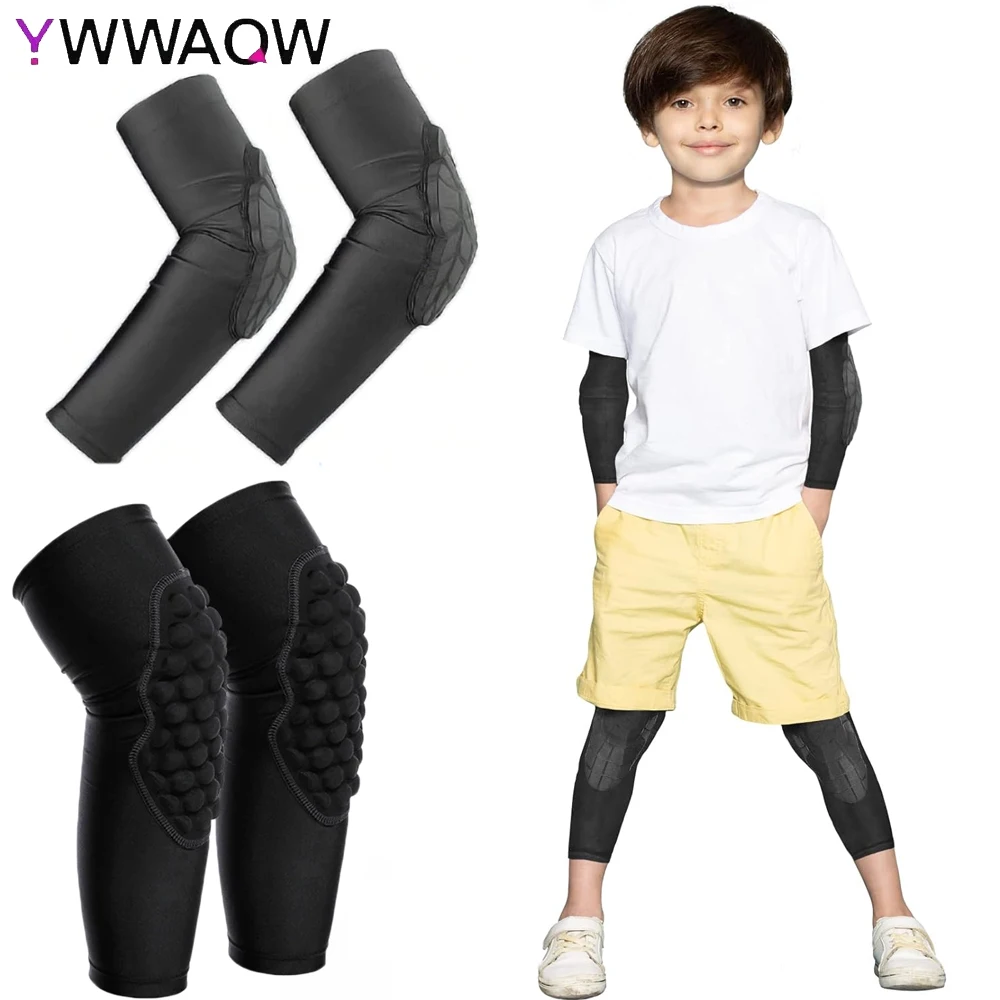 1Pcs Kids/Youth 5-15 Years Sports honeycomb Compression Knee Pad Elbow Pads Guards Protective Gear for Basketball, Baseball