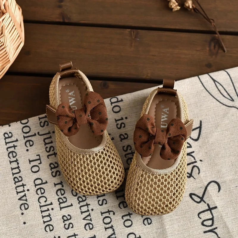 Girls Retro Flat Shoes Mary Jane Fashion Baby Princess Shoes Fashion Mesh Breathable Children's Sandals 2025 Summer Kids Shoes