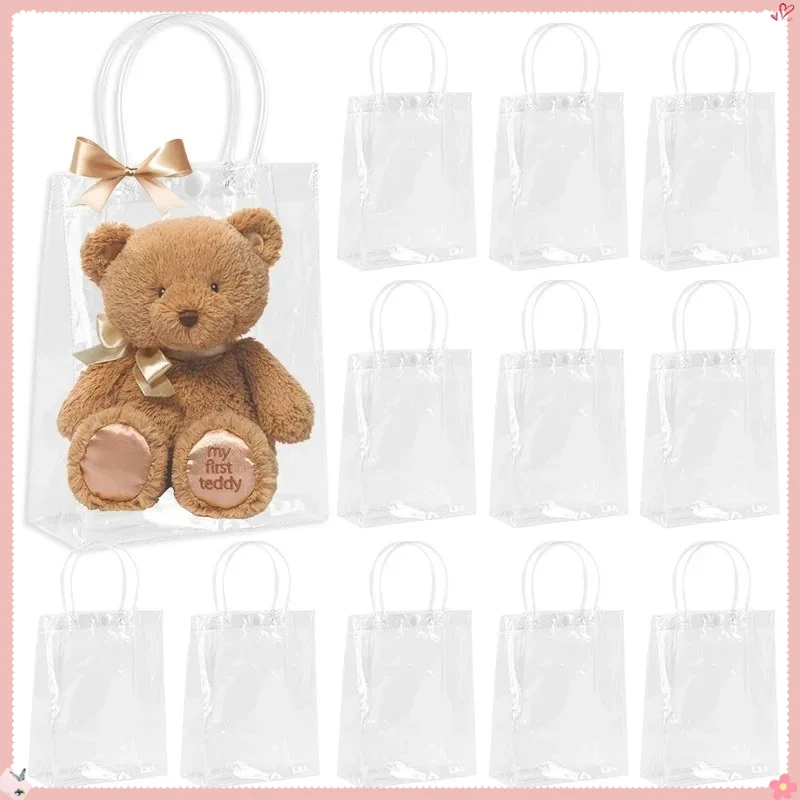 Reusable Clear PVC Plastic Tote Bag with Clear Handle for Wedding Party Birthday - Elegant Gift Packaging Bag