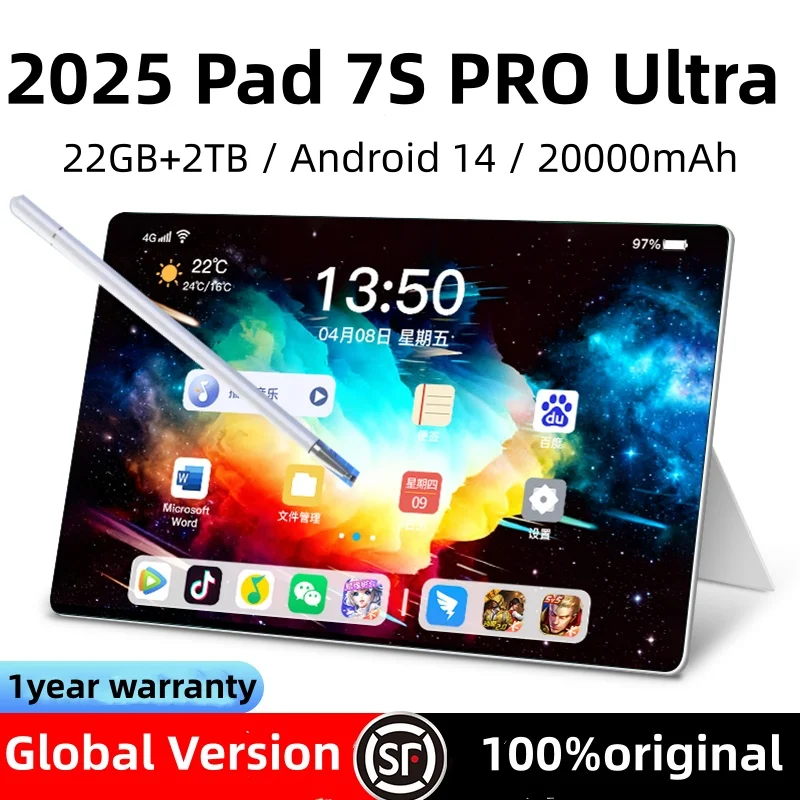 New Original Pad 7S Pro Tablet Android 15 22GB 2TB Snapdragon 8 Gen 2 Global Version Tablet 5G Dual SIM Google Play Tablets PC