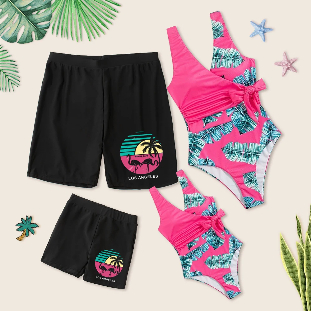 Family Matching Outfits Mother And Daughter Whole Swimsuit Father Son Beach Shorts Mom Kids Swimwear Summer Bathing Suits