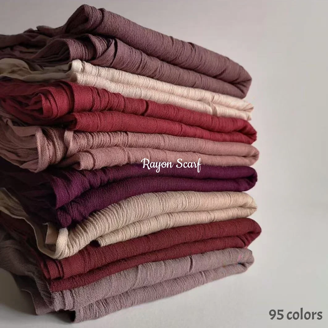 95 Colors Soft Cotton Viscose Scarf Rayon Material Muslim Hijab Mid Eastern Plain Solid Color Headscarf With Tassel
