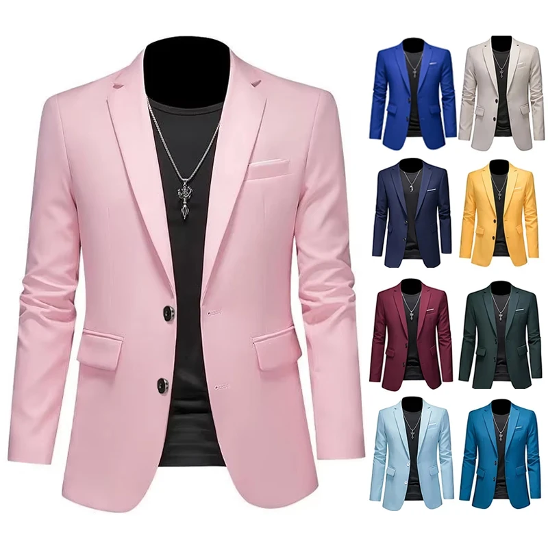 15 Color High-end Brand Solid Color Men's Casual Business Suit Jacket Groom Wedding Suit Party Male Blazer Suit Tops