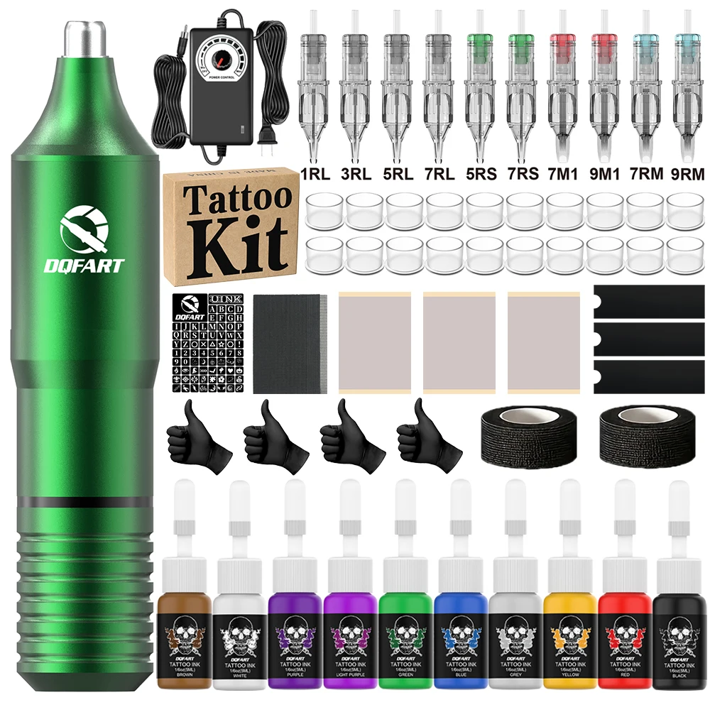 Beginner Tattoo Kits Tattoo Machine Pen with Cartridge Tattoo Needles Tattoo Inks Kits for Tattoo Artists Tattoo Supplies