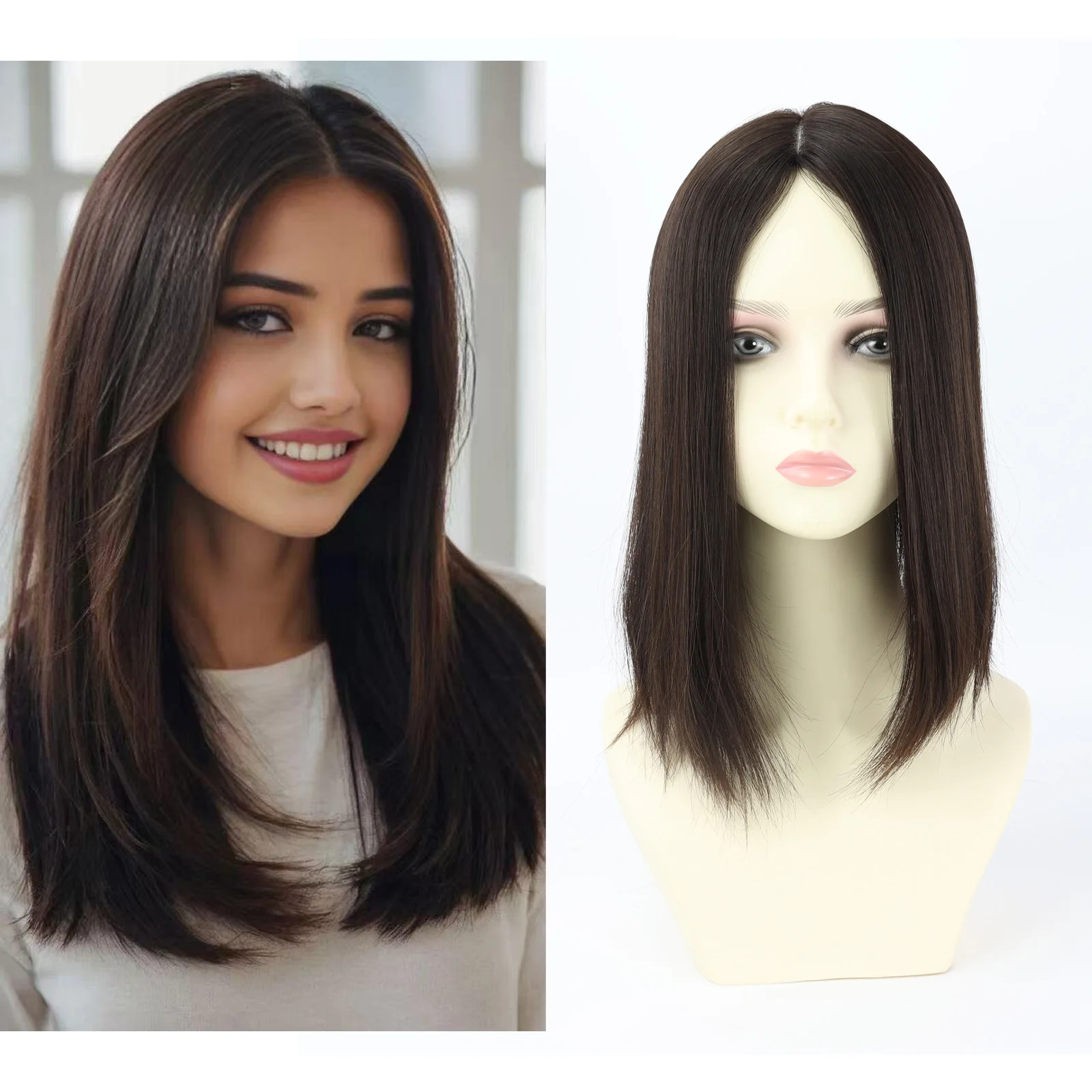 Natural Scalp 12inch 150% Density Same Length Virgin Human Hair Toupee 7x7inch Silk Base Jewish Topper With Thick End Hairpieces