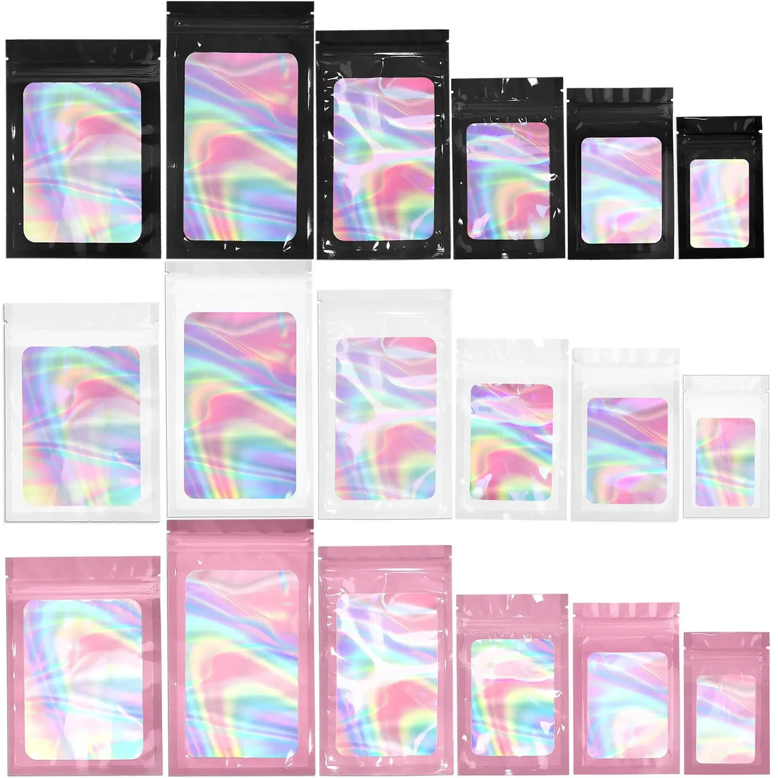 20PCS Transparent Laser Thicken Sealed Packaging Bags For Jewelry Display Ring Necklace Storage Handicrafts Packaging Bag