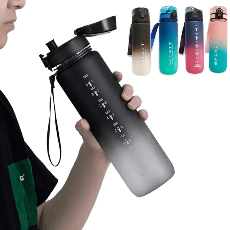1 Liter Sports Water Bottle Large Capacity Men Women Summer Portable Plastic Bottle for Outdoor Travel Fitness Drinkware