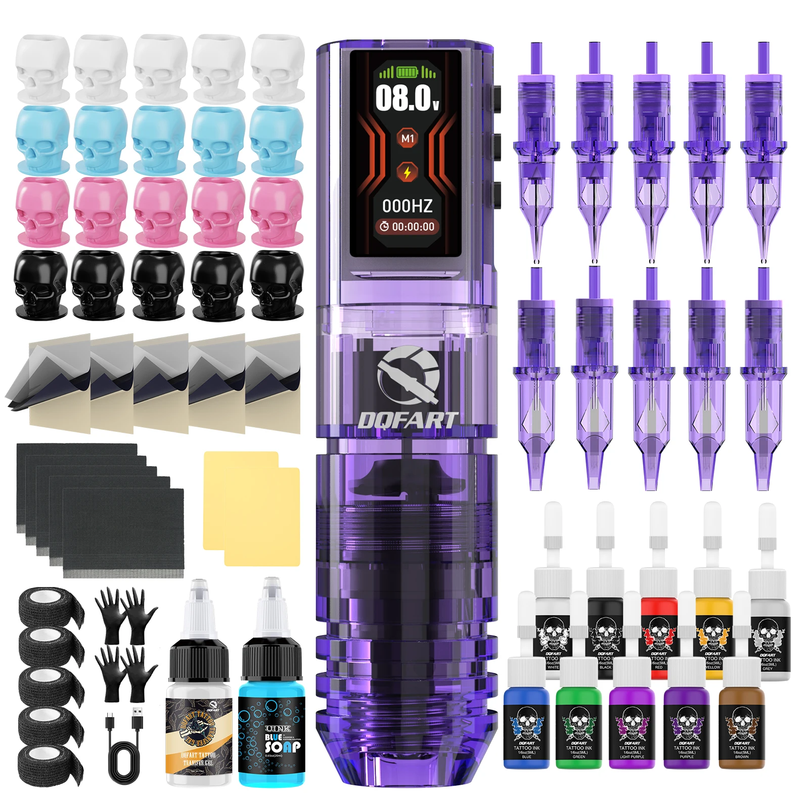 DQFART Wireless Tattoo Pen Tattoo kit 6 Hours Battery Life Tattoo Machine for Pro Body Artist Tattoo Supplies Tattoo Accessories