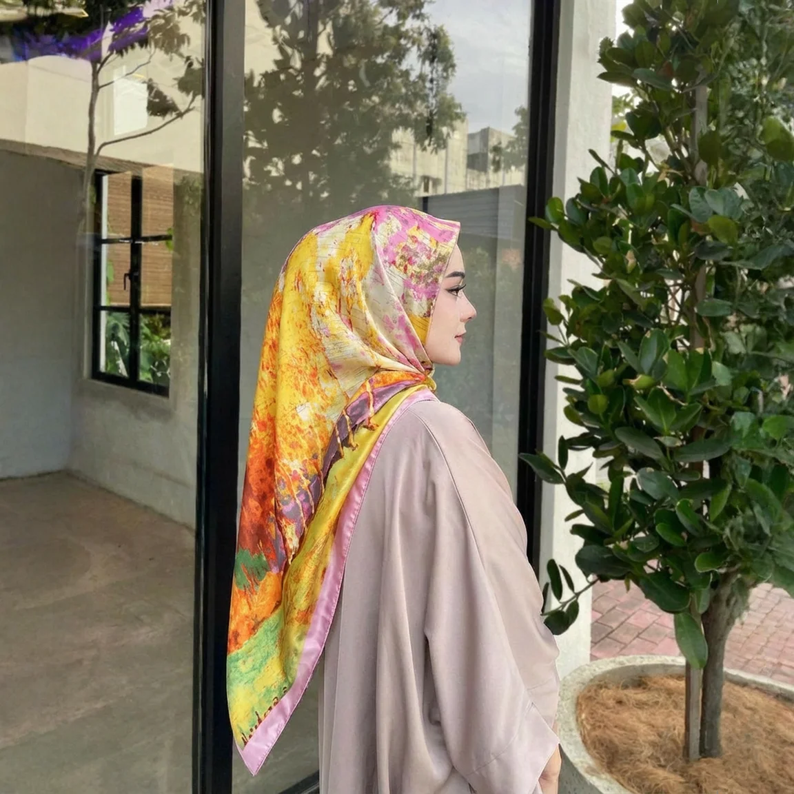 Printed Satin Silk Square Scarf For Women Muslim Leopard Headscarf Head Wraps Veils Shawls 90*90cm