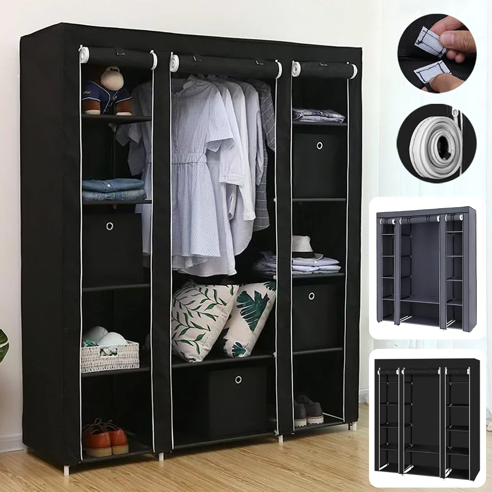 Clothes Wardrobe Clothes Organizer Non-Woven Fabric Wardrobe Storage Cupboard for Bedroom 150*45*175cm Storage Shelves