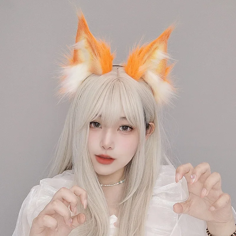 New Kawaii Cat Ear Headdress Woman Cute Plush Furry Fox Ears Headband Lolita Anime Cosplay Masquerade-Party Ear Hair Accessories