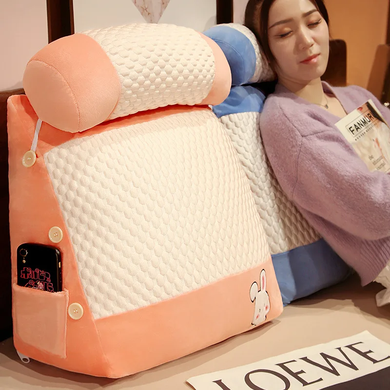 Adult Ice Beads Triangle Bedside Back Pillow Sofa Cushion Bedroom Bed Backrest Cool Breathable Waist Support Pillow