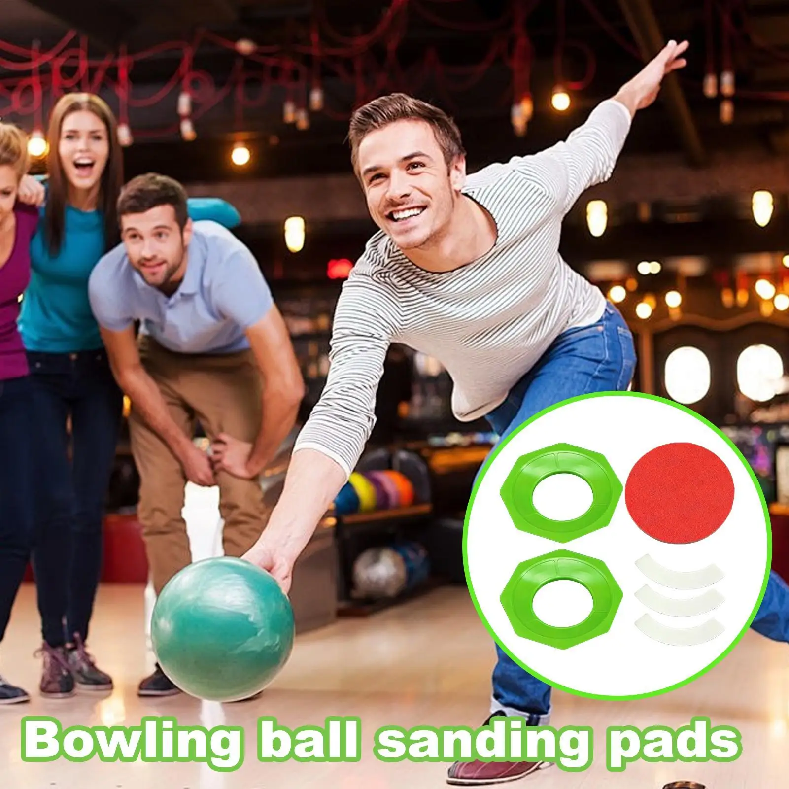 Bowling Ball Maintenance Sanding Pads - 2-Piece Set with Ergonomic Grip, Different Grits for Surface Adjustment for All Ages