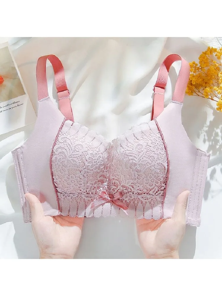 YUQI sexy underwear small breast push-up bra retraction breast push-up anti-sag French pure wind lace female bra
