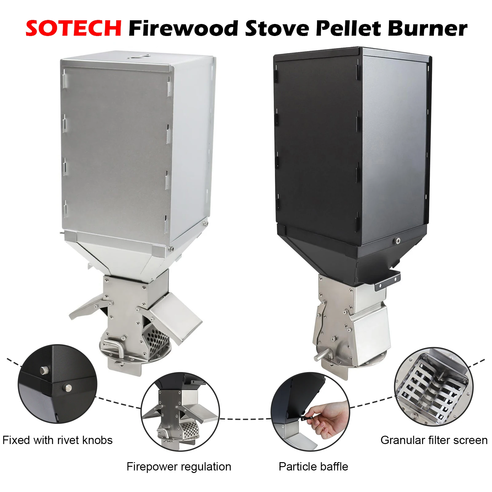 Stainless Steel Pellet Burner Portable Camping Firewood Stove High Efficiency High-capacity Particle Heater Outdoor Heating Hike