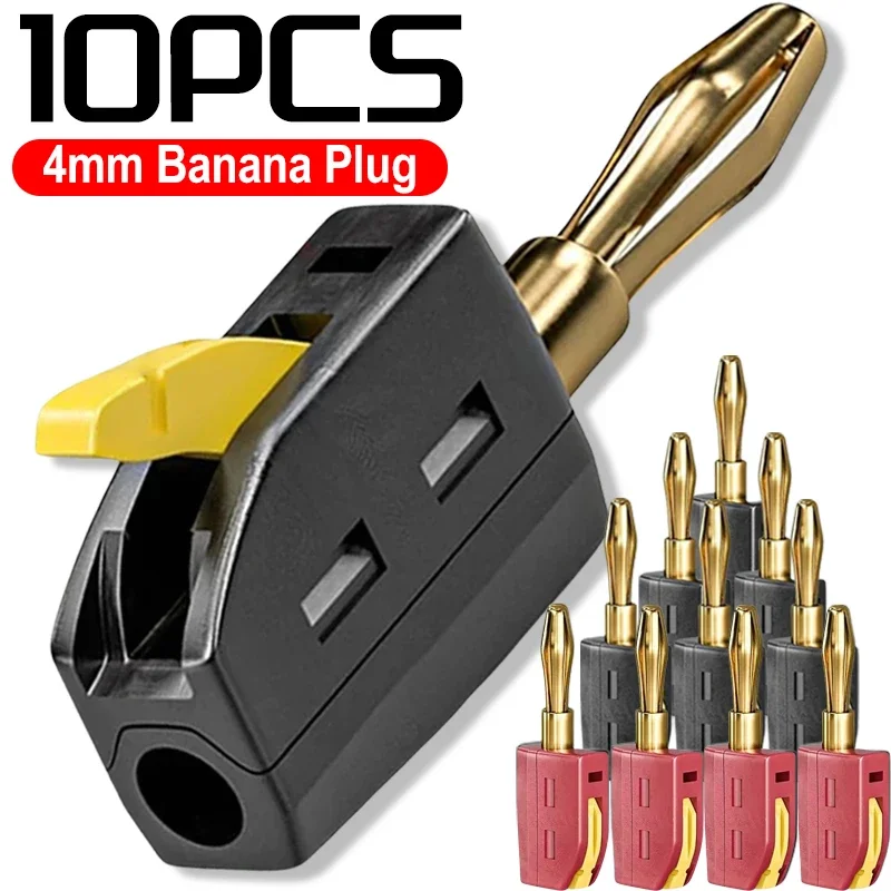 4mm Banana Plug Speaker Connectors for Audio/Video Receiver Amplifiers Sound Systems Quick Connect Banana Plugs 32A Red&Black