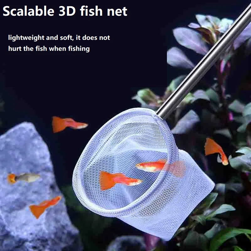 Aquarium Square Fishing Net Extendable Long Handle Fishing Gear for Catching Fish Shrimp Tank Clean Accessories YGQJYP04