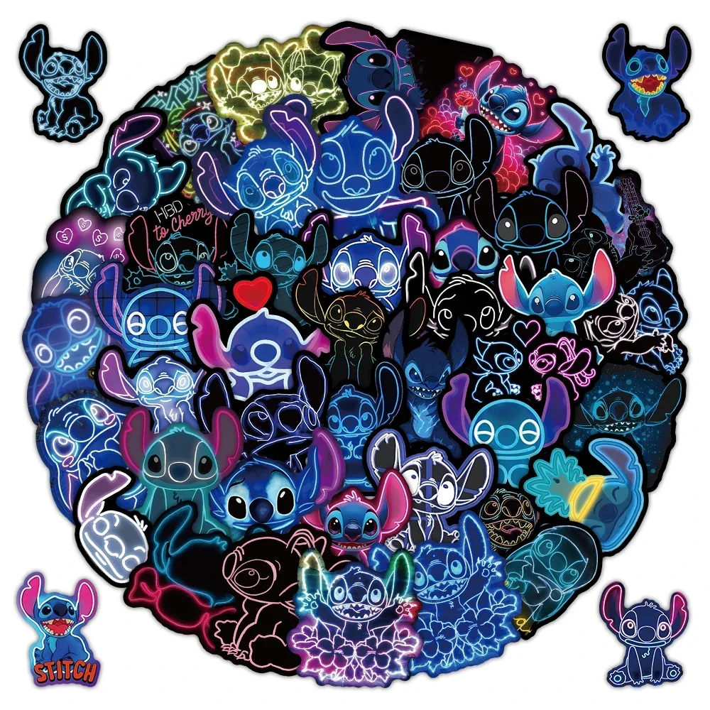 50PCS New Disney Cartoon Cool Stitch Stickers Creative Cartoon Decal DIY Luggage Phone Guitar Fridge Waterproof Sticker Kid Toys