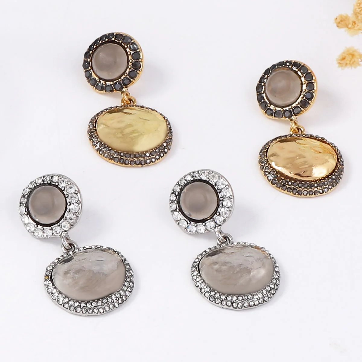 Fashion Metal Button Dangle Earrings ZAA New Classic Vintage Earrings Women's Party Jewelry Accessories
