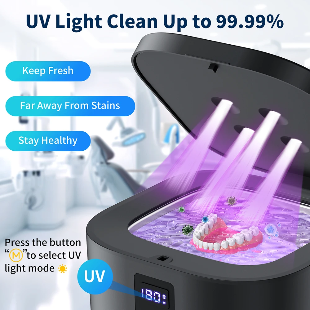 KUNPHY Ultrasonic Cleaner Bath Timer UV Light Jewelry Brush Glasses Manicure Stones Cutters Dental Razor Parts Ultrasound Sonic