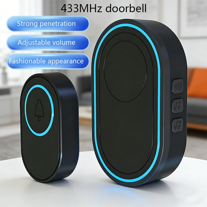 Wireless Doorbell Intelligent Home Welcome Doorbell Button LED Light 433MHz Security Alarm Smart Doorbell