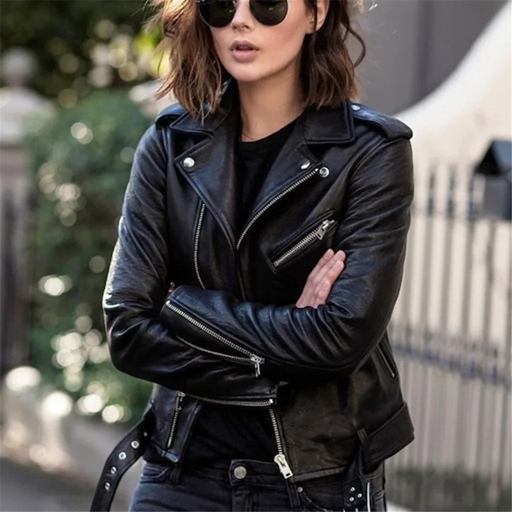 S 5XL New Autumn Spring Women Short Faux PU Jacket Slim Fashion Punk Outwear Motorcycle Leather Casual Coat