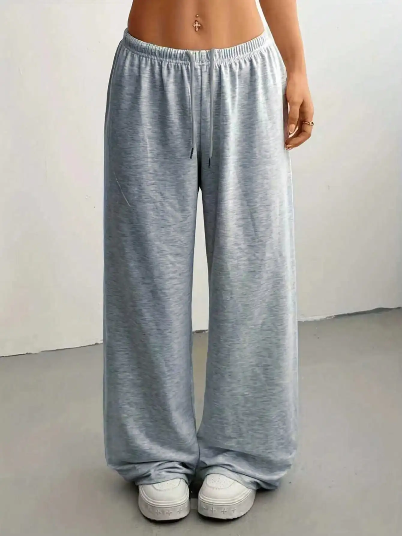 Ladies' casual wide leg jogging pants, drawstring elastic waistband, comfortable loose fit, spring/summer/autumn styles