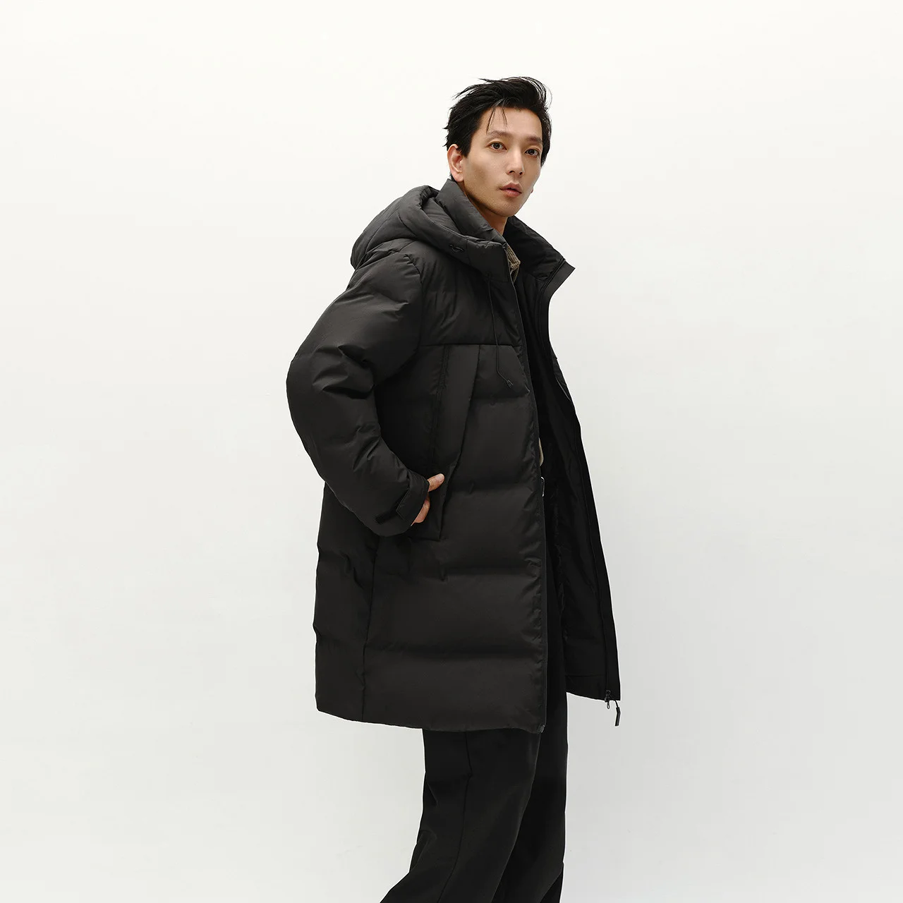 Semir Down Jacket Men Long Hooded Loose Simple Versatile 2025 Winter Man Clothes Winter Outerwear