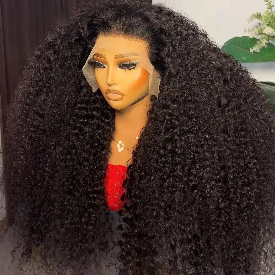 Kinky Curly 13X4 Lace Frontal Synthetic Wig For Black Women Glueless Wigs Baby Hair Preplucked Bleach Knots Cosplay Daily Party
