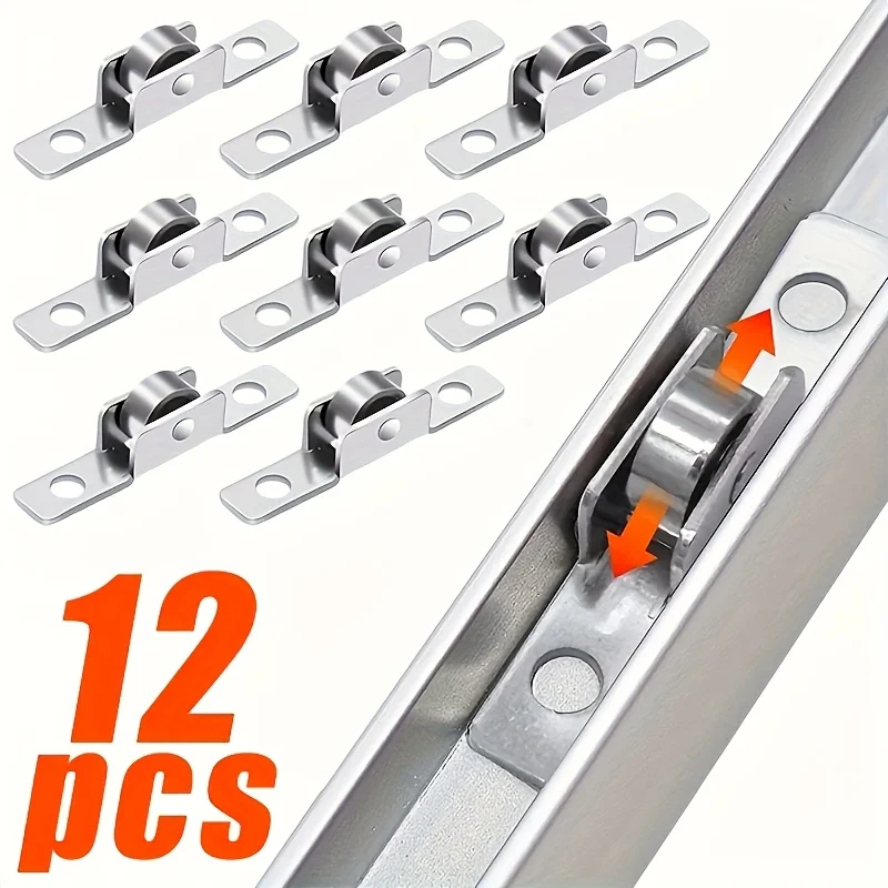 12Pcs Sliding Door Rollers Durable Metal Pulley Wheel for Cabinet Barn Kitchen Bathroom Replacement