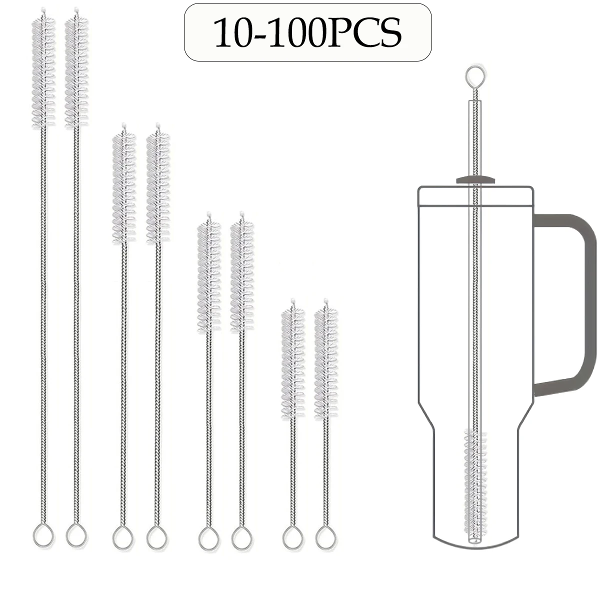 Straw Cleaner Brush Kit for Stanley - (4-Size) Extra Long Pipe Cleaners, Straw Cleaning Brush for Tumbler, Bottle