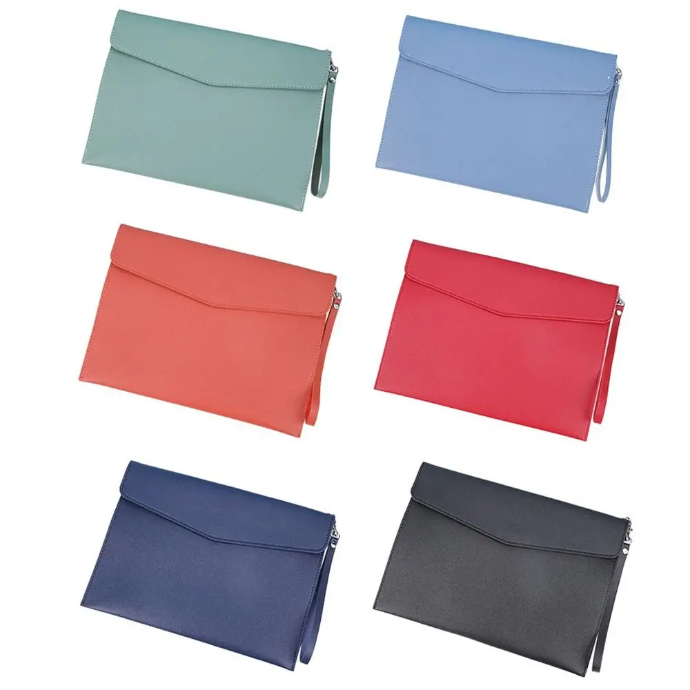 Leather Leather Document Pouch A4 A5 Large Capacity Briefcase With Handle File Organizer Pouch School Office