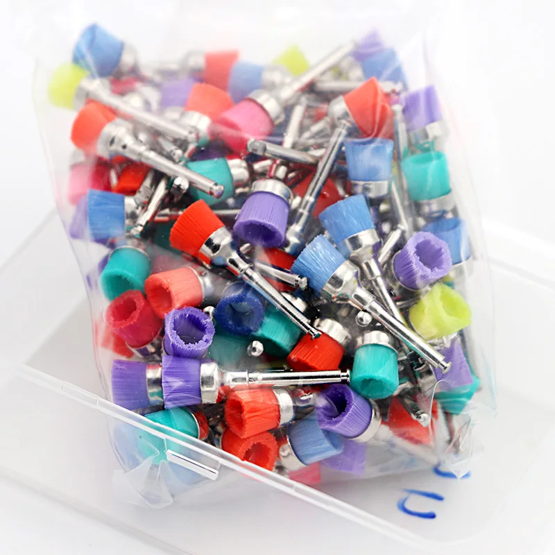 50pcs Dental Polishing Prophy Brush Nylon Teeth Polishing Brushes Flat Latch Type For Cleaning