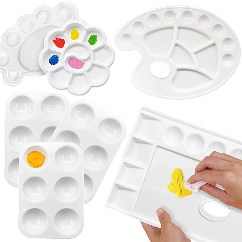1PC Painting Palette Reusable Clean Easily Plastic Paint Tray Art Supplies Essential for Painting Enthusiasts Office School ZYF
