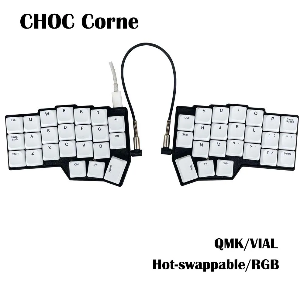 CHOC Corne Low Profile Split Mechanical Keyboard Wired Hot-swap Kaih Chocalate V1/V2 Switch Wired RGB VIAL Programmable