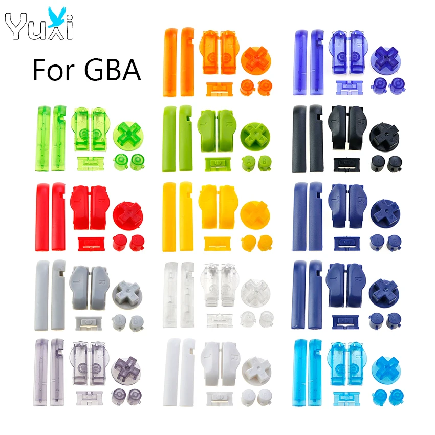 YuXi For Gameboy Advance GBA Console Plastic Buttons Set Replacement Power On/Off L R A B Button Cross Key D-Pad