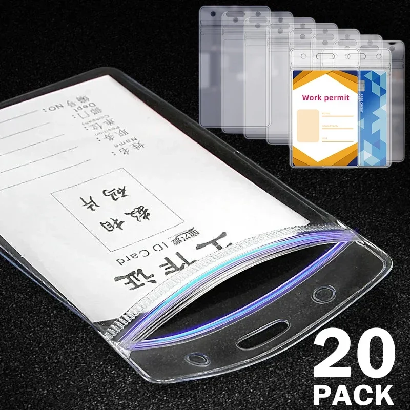 1/20Pack Clear ID Card Badge Holders Waterproof Resealable Business Bus Bank Credit Card Protector Cover for Office School